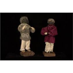 Pair of Old Cowichan Apple Face Dolls One has Wool Knit Sweater 11" H. Fine Condition…