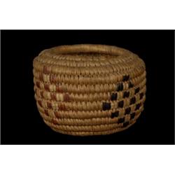 Small Coiled Basket with Diamond Imbrication 3 1/2"x 2 1/2" Fair Condition…