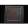 Image 1 : Robert Davidson Silkscreen Moon Red and Blue 50/279 Pencil Signed Framed 20 1/2"x 19 3/4" Fine C…