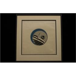 Robert Davidson Silkscreen Moon Blue and Black 180/248 1976 Pencil Signed 23"x 23 1/2" Fine Con…