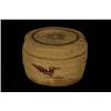Image 1 : Nuu-chah-nulth Lidded Basket with Duck Design 3 1/2 D. 2 1/4" H. Minor Split and Staining…