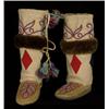 Image 1 : Pair of Child's Beaded Hightop Moccasins with Fur Trim Fair Condition…
