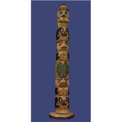 Old Northwest Coast Model Totem with Six Figures 10 1/2" H. Good Condition…