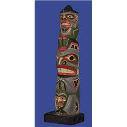 Kwaguil Carved and Painted Model Totem 9 1/2" H. 3" W. Base Good Condition…