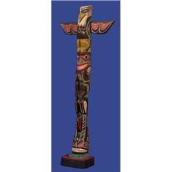 Finely Carved Northwest Coast Painted Totem 14" H. 5 3/4" W. Fine Condition…