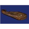 Image 1 : Tlingit Carved Yew Wood Sculpin Grease Dish with Abalone Inlay ca. 1920 9 1/4" L. Good Conditio…