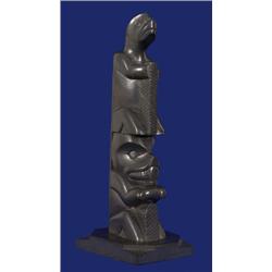 Two Carved Argillite Totems by Collinson 1969, Skidigate 6" H. Good Condition…