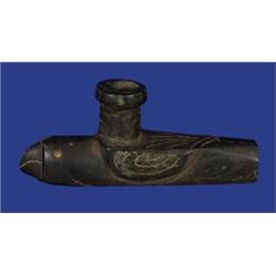 Ancient Carved Steatite Bird Pipe with 6 1/4" L. Good Condition…