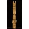 Image 2 : Carved Yellow Cedar Bear and Killer Whale Totem with Abalone Inlay 31 1/2" H. Good Condition…
