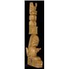 Image 3 : Carved Yellow Cedar Bear and Killer Whale Totem with Abalone Inlay 31 1/2" H. Good Condition…