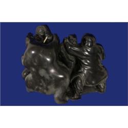 Superb Inuit Soapstone Sculpture Signed Ike Angotalitok 1980 13"x 10" Excellent Condition…