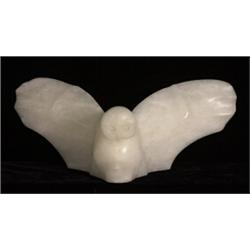 White Alabaster Carved Owl 15"x 6" Good Condition…