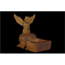 Carved Northwest Coast Frog Bowl with Totemic Thunderbird 10 1/4" L. 11 1/4" H. Good Condition w…
