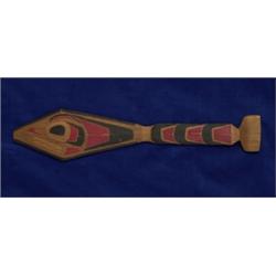 Carved and Painted Paddle Panel Signed 24"x 5" Good Condition…