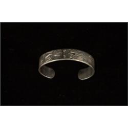 Sterling Silver Carved Totemic Slave Bracelet ca. 1920 6" L. 5/8" W. Fine Condition…