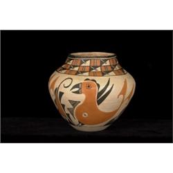 Acoma Pueblo Pottery Jar Traditional Parrot Design 7" H. 7" D. Fine Condition…
