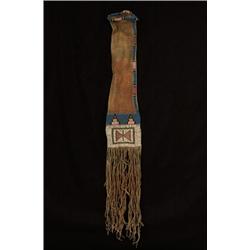 Plains Sinew Sewn Buckskin Pipe Bag Pony Beaded Fringe 36" H. Good Condition…