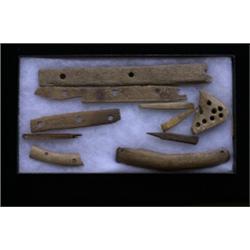 Collection of Ten Inuit Carved Antler and Whalebone Artifacts 11" L. - 3 1/4" L. Good Condition…