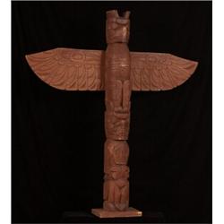 Fine Old Northwest Coast Carved Totem Signed Dan Campbell 37 1/2" H. Good Condition…