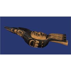 Carved Cedar Raven Rattle 13 1/2" L. Fine Condition…