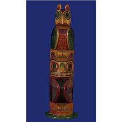 Older Northwest Coast Painted Totem 14" H. AS Is Crack to Back…