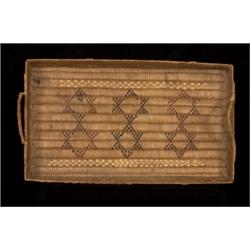 Mt. Currie Basketry Tray with Star Imbrication 21 1/2" L. 12 3/4" W. Fair Condition Handle Loss…