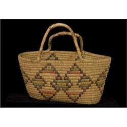 Old Swinnomish Polychrome Carry Basket ca. 1900 15" W. 8" H. Good Condition…