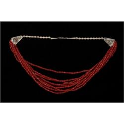 Ten Strand Navajo Ox Blood Red Coral Necklace Silver Beads and Clasp…