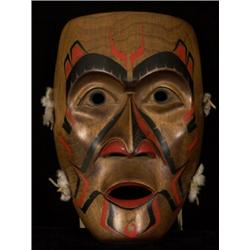 Finely Carved Alder Portrait Mask by D. Clifton 1977 11" H. 7 1/2" W. Fine Condition…