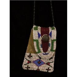 Apapaho Fully Beaded Medicine Pouch 6" L. 4 1/2" W. Good Condition…