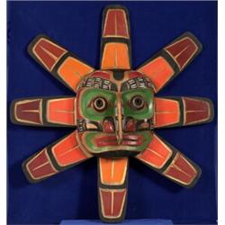 Kwakiult Carved Cedar Sun Mask 35 !/2" W. 33" H. Good Condition…