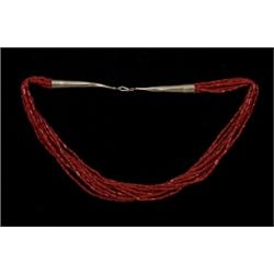 Ten Strand Navajo Ox Blood Red Coral Necklace Silver Beads and Clasp…