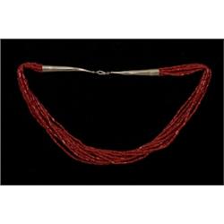 Ten Strand Navajo Ox Blood Red Coral Necklace Silver Beads and Clasp…