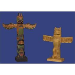 Two West Coast Model Totems 9" H. 6 1/2" W. + 6 1/2" H. 5 3/4" W. Good Condition…