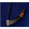 Image 1 : Cree Beaded and Tacked Powder Horn with Quill Work 12" L. Fair Condition…