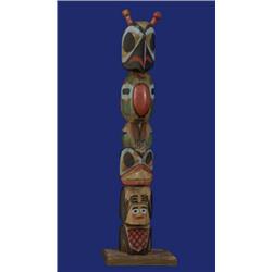 Older Northwest Coast Carved and Painted Two Figure Totem 25 3/4" H. Fair Condition…
