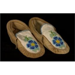 Pair of Beaded Moccasins 10 1/2" L. Good Condition…