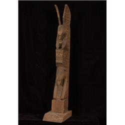 Charlie Mickey Sr. Carved Totem of Eagle and Two Bears 25 1/2" H. Good Condition…