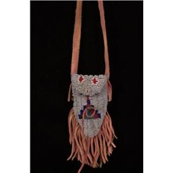 Piegan Beaded Medicine Pouch 6" H. Good Condition…