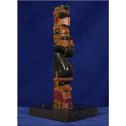 Carved and Painted Thunderbird Killer Whale and Eagle Totem 6 3/4" H. Good Condition…