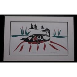 Nesting Loon Silkscreen by Robert Sebastion 6/90 27"x 17 1/2" Framed Fine Condition…