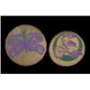 Image 1 : Two Painted Deerskin Drums One with Butterfly Design 11 1/2" W. the Other with Hummingbird Design…