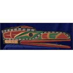 Carved Kwakiutl Carved and Articulated Raven Mask 24" L. 5 3/4" H. Fine Condition…