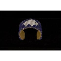 Beaded White Buffalo Cuff Bracelet 5 3/4" L. 1 1/2" W. Fine Condition…