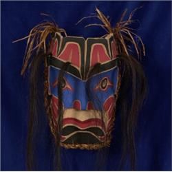 Carved Kwaguhl Kokoquwa Mask by Tim LaFontaine 14" H. Fine Condition…