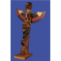 Carved Kwakiutl Yellow Cedar Totem 18" H. 11 1/2" W. Fine Condition…