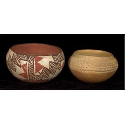 Two Small Hopi Pots One Cracked 5" D. 4 1/4" D.…