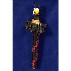 Carved and Painted Northwest Coast Thunderbird Rattle with Deer Hoof 9 1/2" H. Good Condition…