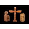 Image 1 : Three Salish Cedar Carvings, Totem, Eagle and Head 11" H. - 8" H. - 6 1/2" H. Good Condition…