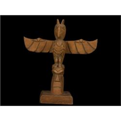 Carved Cedar Two Figure Totem 9" x 8" Good Condition…